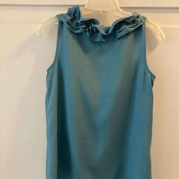 CLEARANCE - FINAL PRICE: Ann Taylor Loft Teal Ruffled, Sleeveless Blouse Size SM - Picture 12 of 15